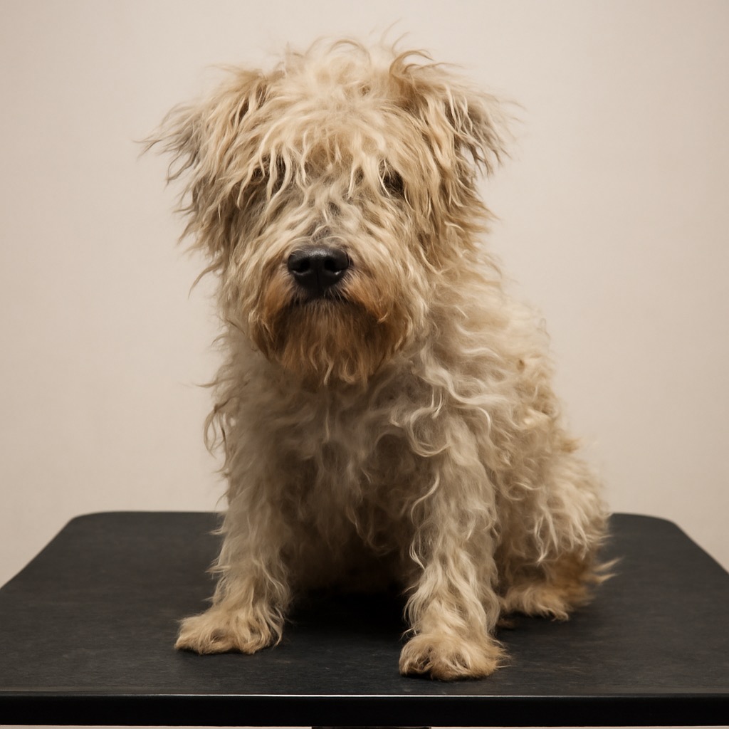 Biscuit before grooming