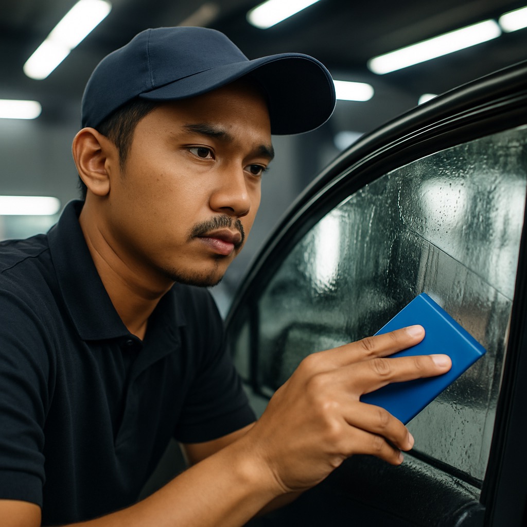 Certified technician applying full-body PPF to a luxury vehicle